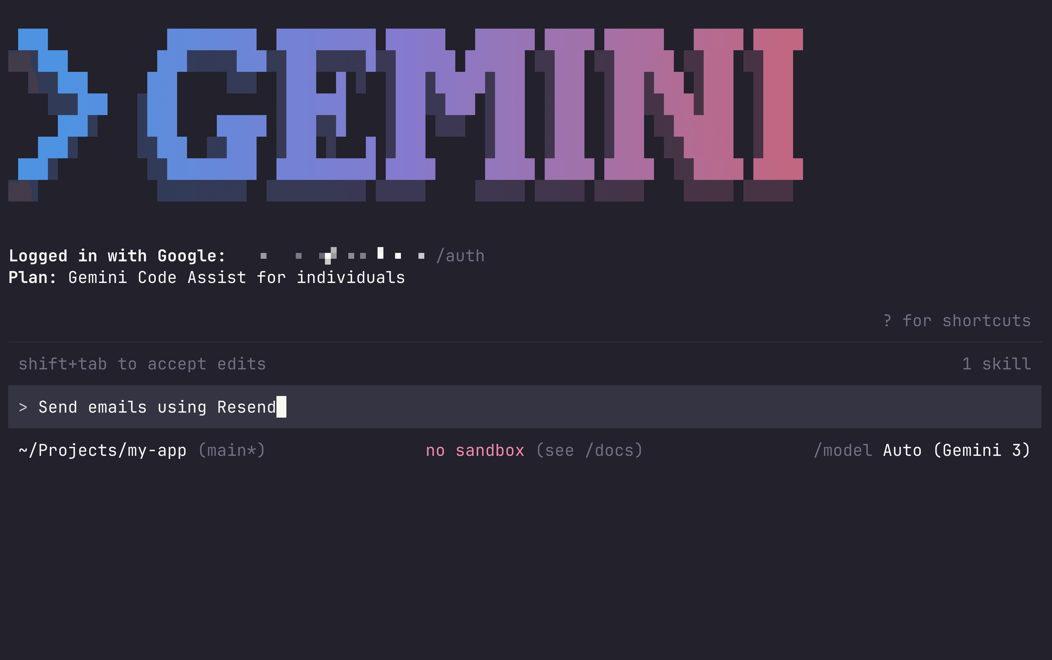 Gemini CLI sending an email using Resend